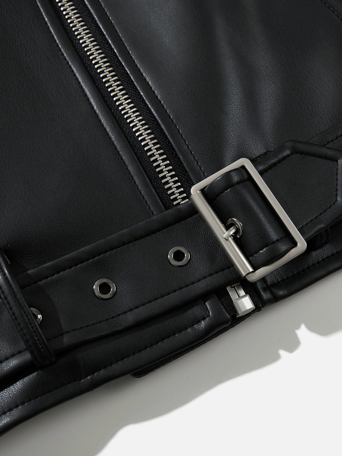 Aelfric Eden Asymmetrical Zip Faux Leather Jacket - Image 4