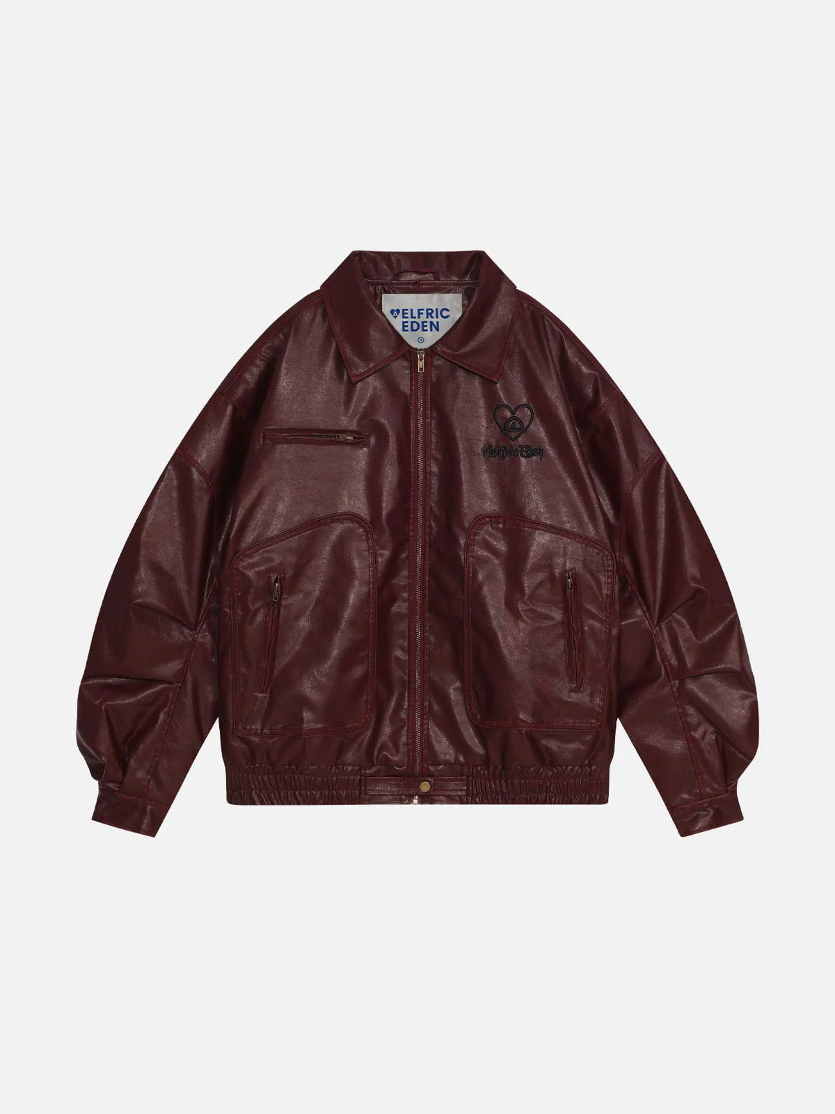 Aelfric Eden Detachable Collar Faux Leather Coat - Image 2