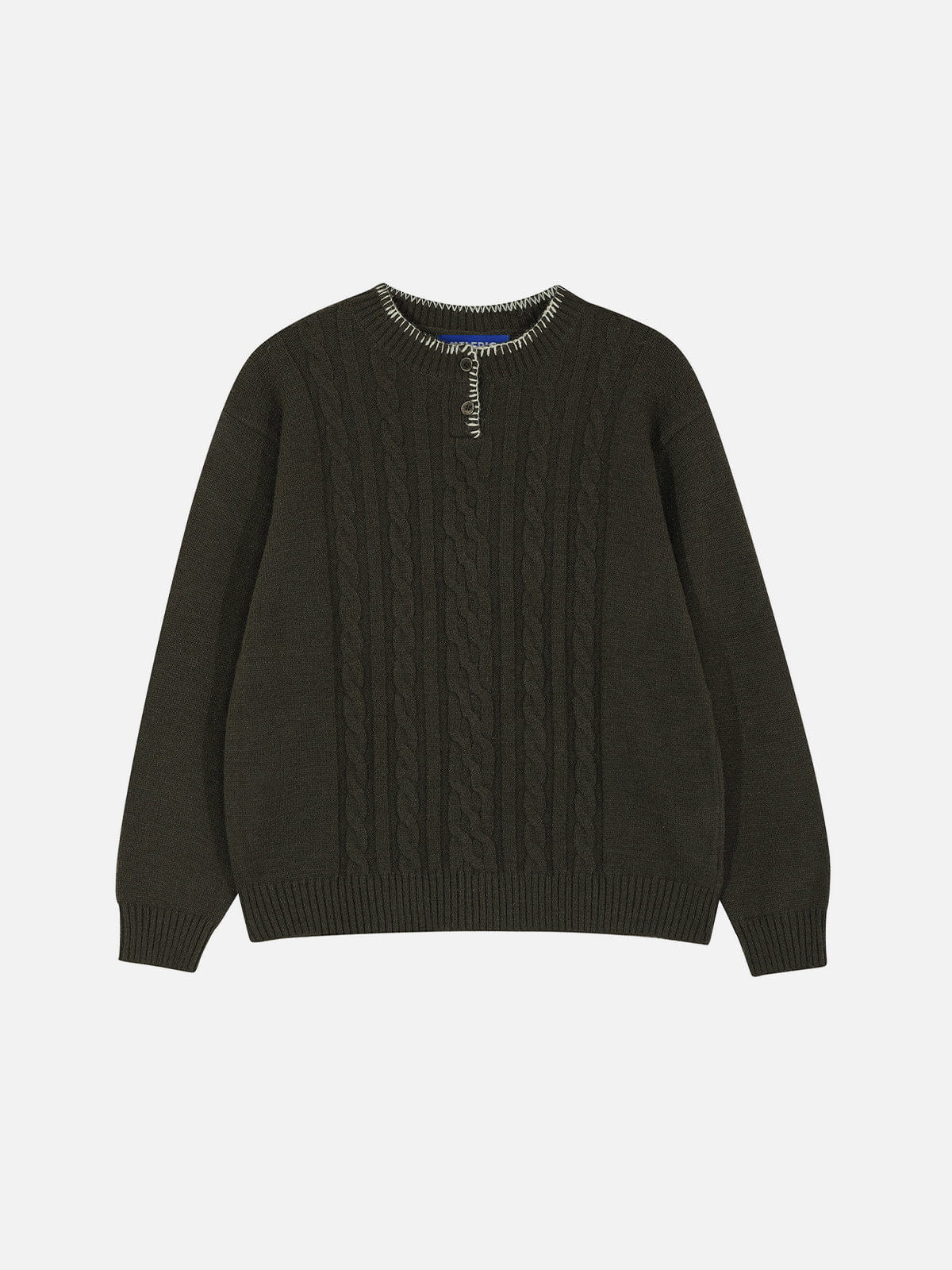 Aelfric Eden Cable Knit Henley Sweater - Image 2