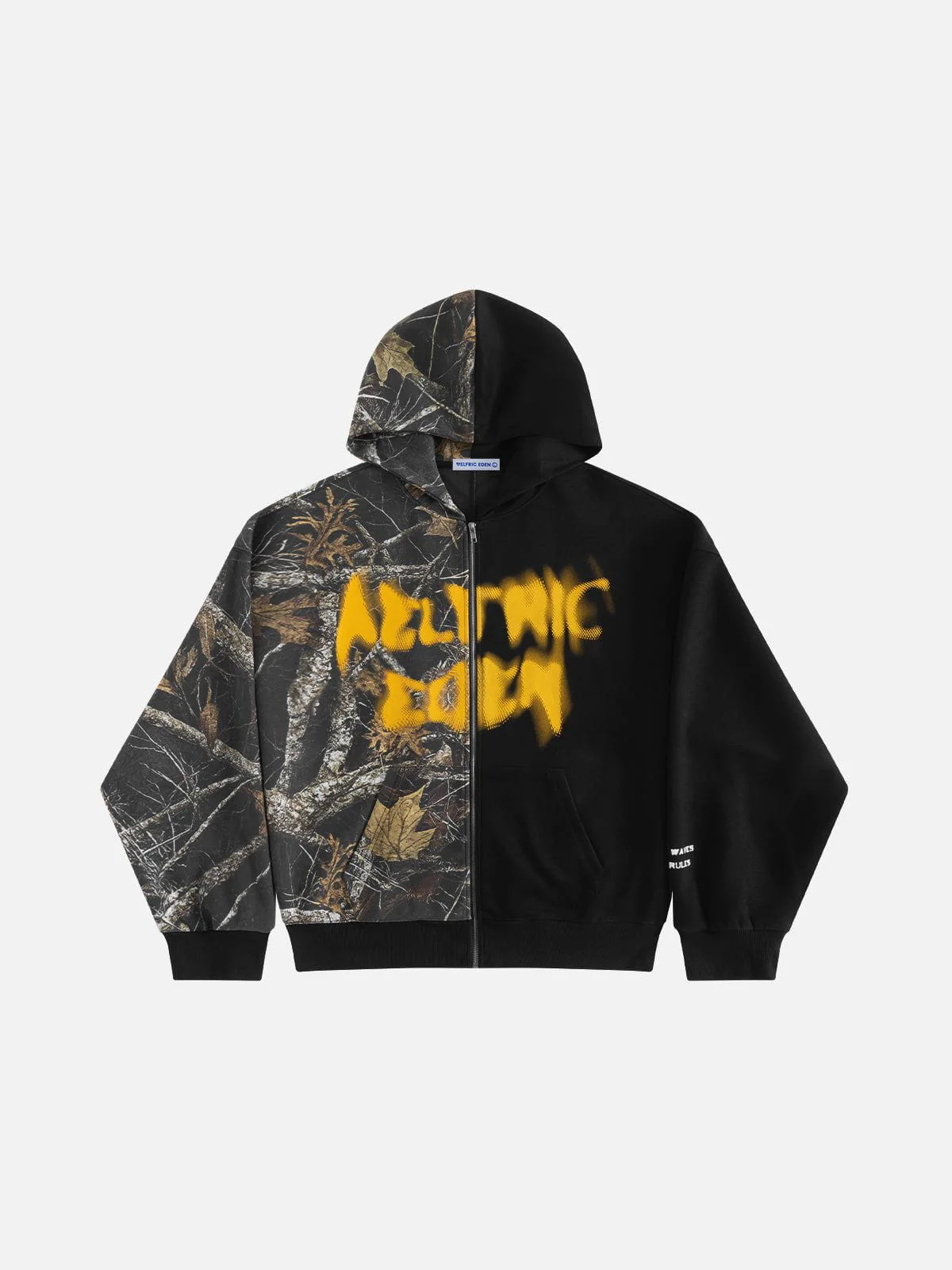 Aelfric Eden Leaf CAMO Graffiti Patchwork Zip Up Hoodie - Image 2