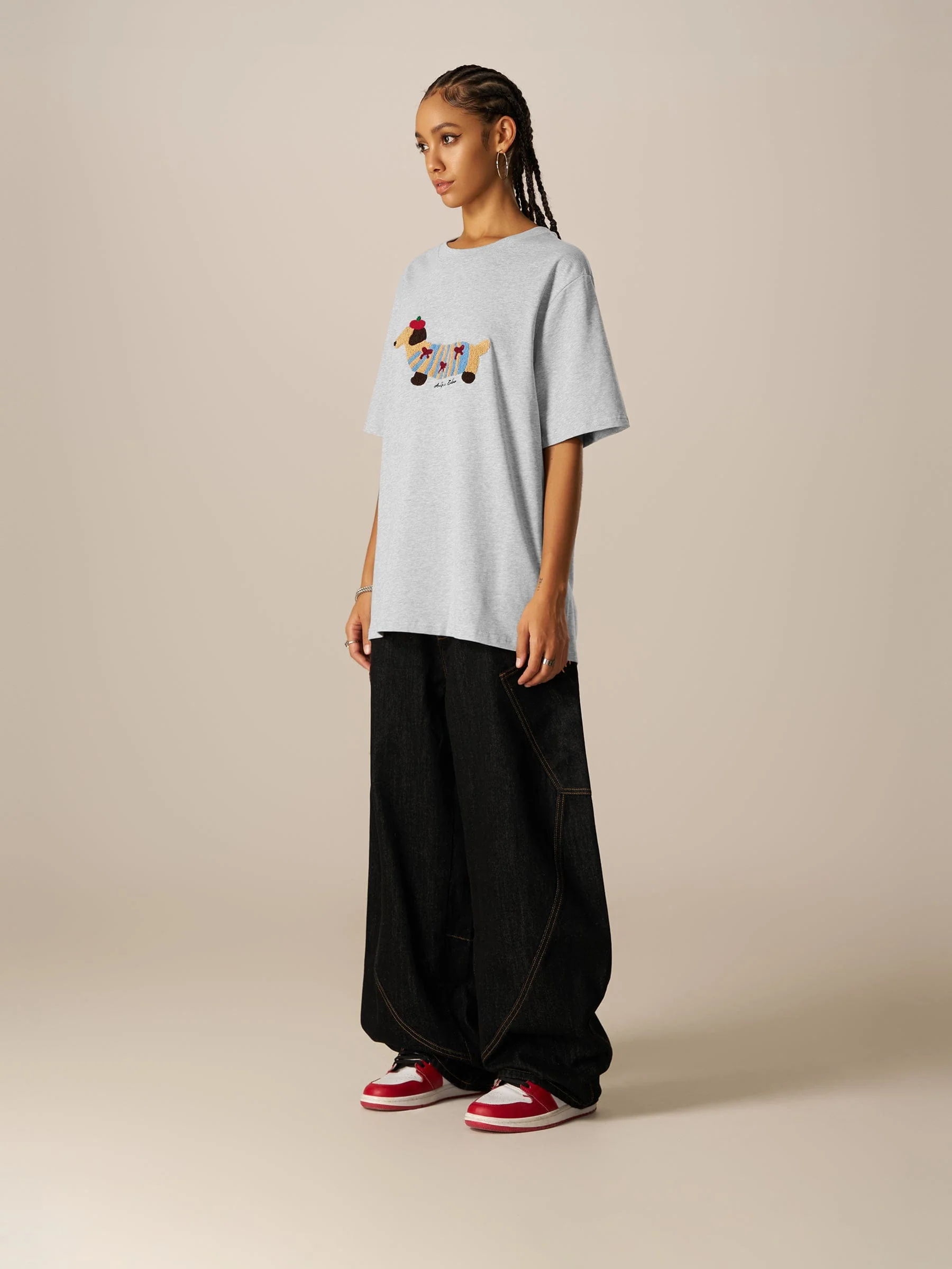 Aelfric Eden Cartoon Dog Embroidery Tee - Image 10