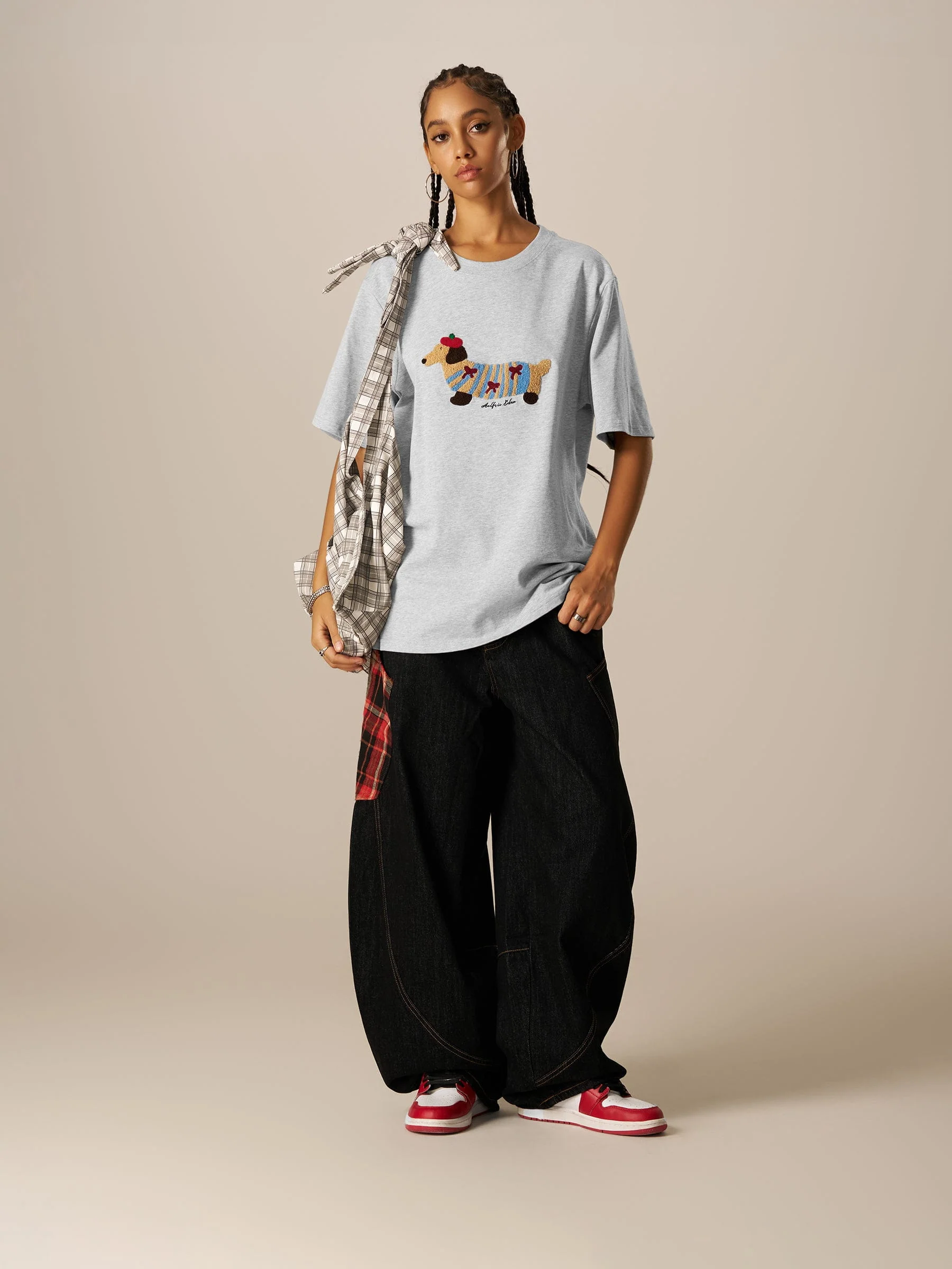 Aelfric Eden Cartoon Dog Embroidery Tee - Image 9