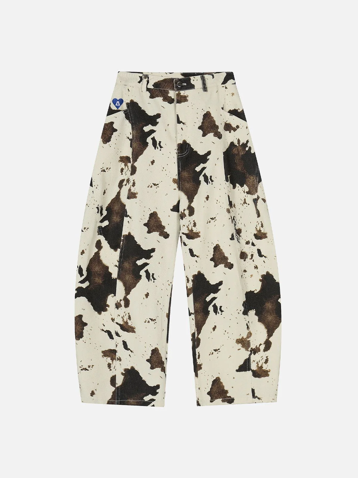 Aelfric Eden Cow Pattern Baggy Barrel Jeans - Image 2