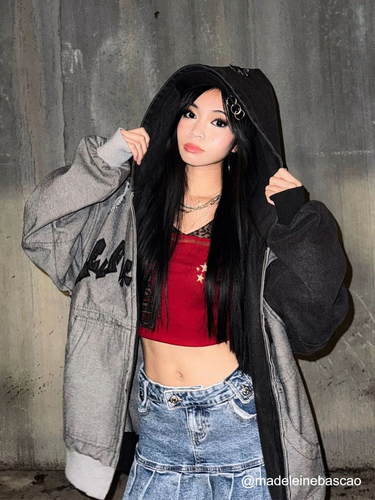 Aelfric Eden Denim Patchwork Zip Up Hoodie - Image 2