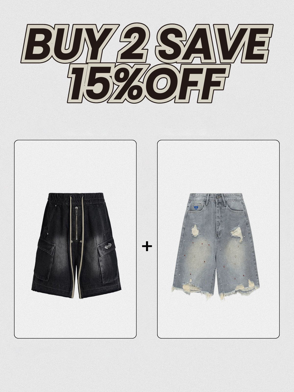 Aelfric Eden Drawstring Decorative Zipper Jorts - Image 8