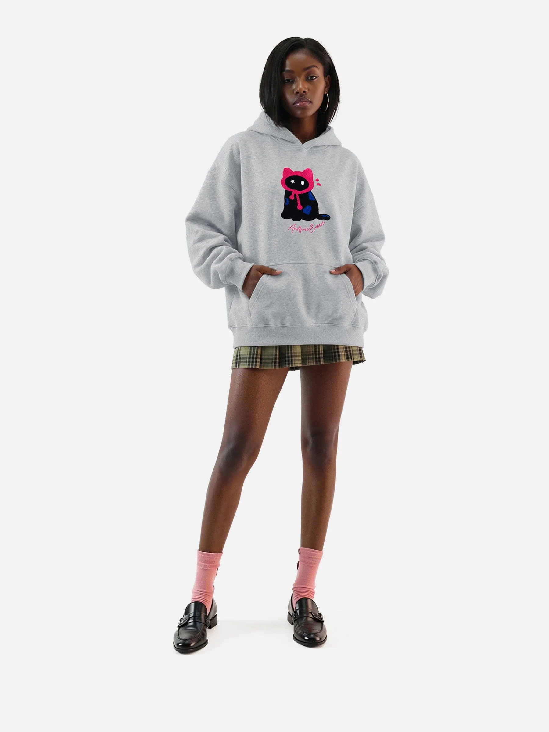 Aelfric Eden Oversized Embroidery Cat Hoodie