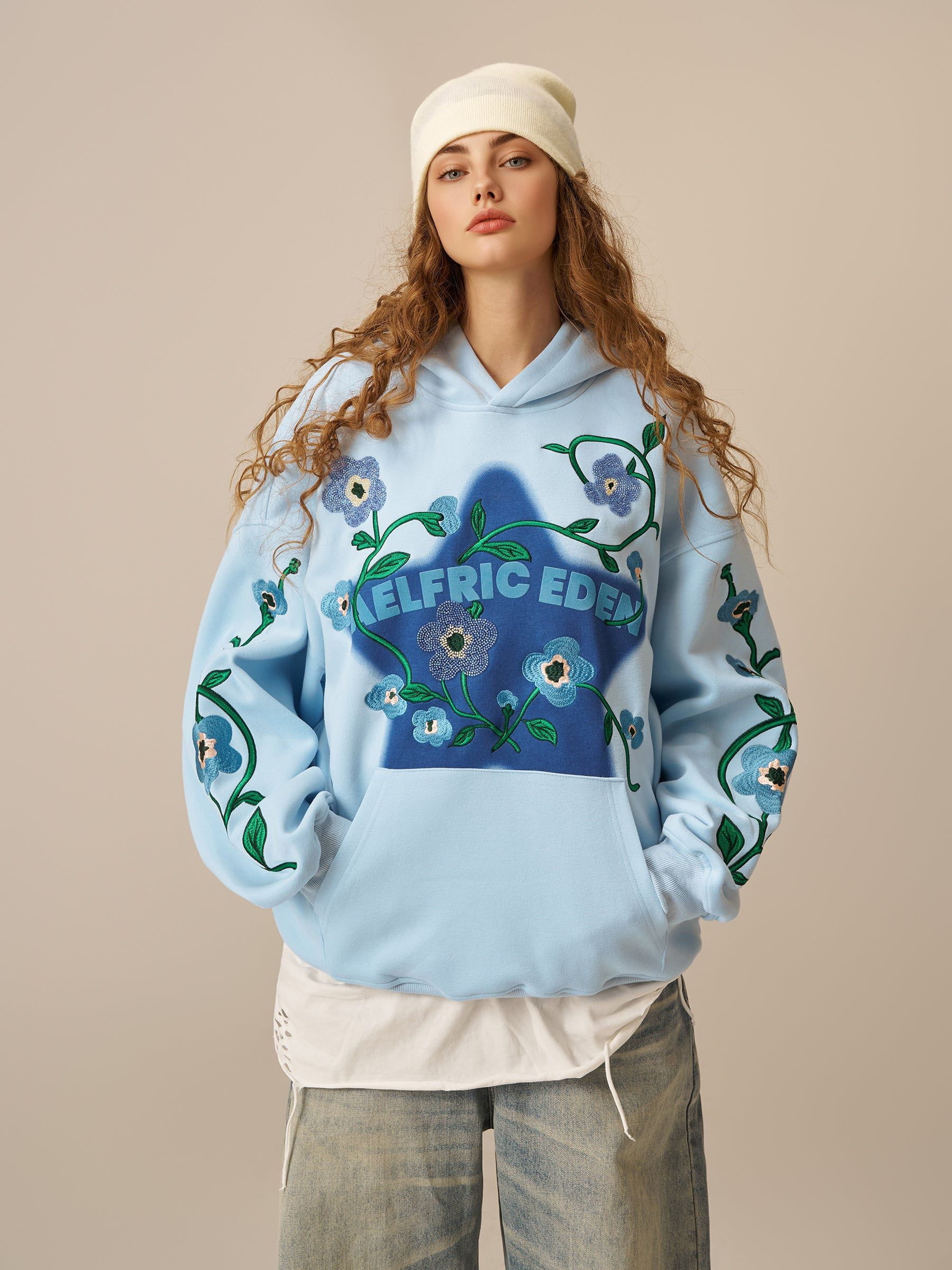 Aelfric Eden Star Rhinestone Floral Hoodie - Image 2
