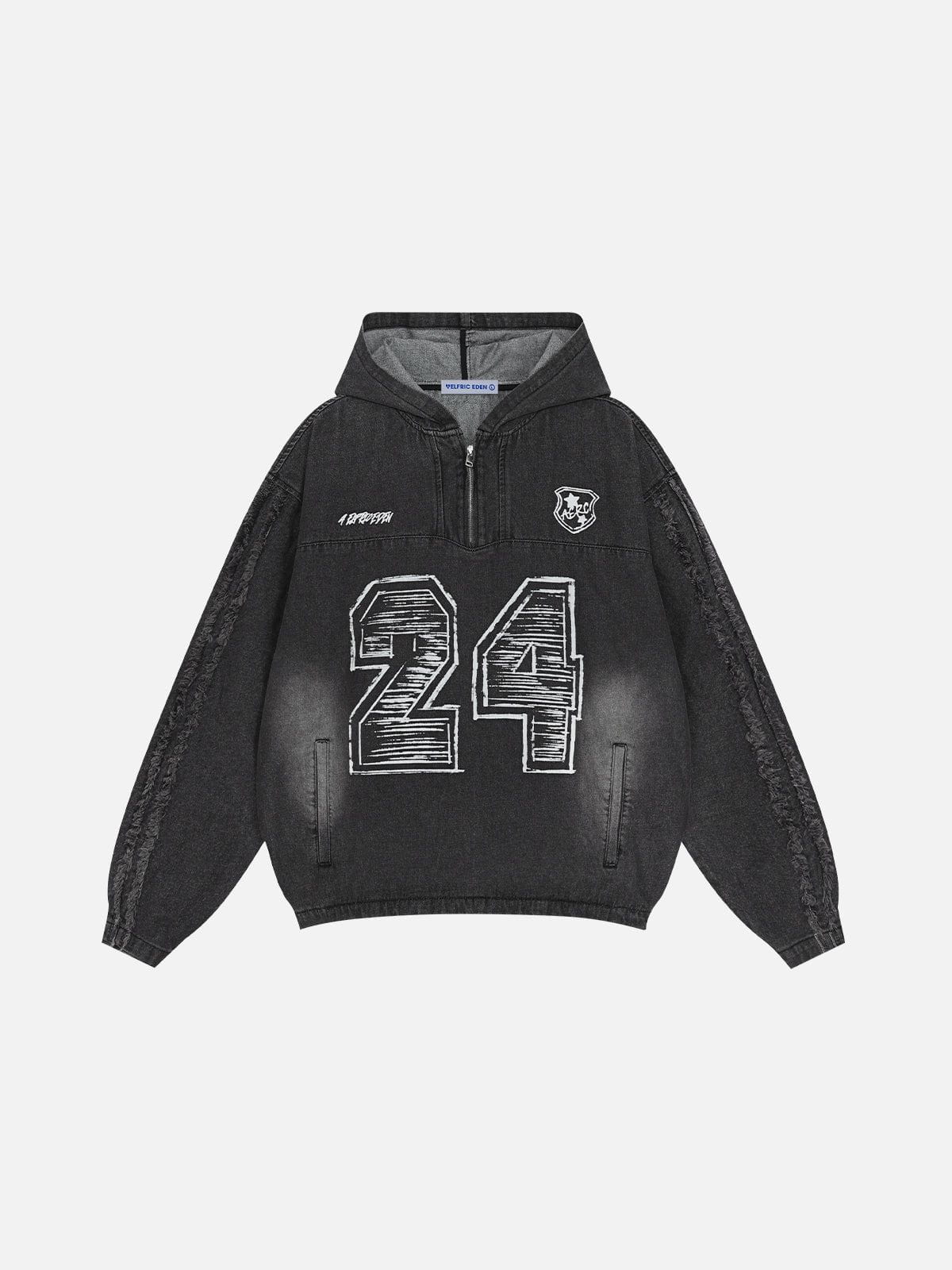 Aelfric Eden Fringe Washed Half Zip Hoodie