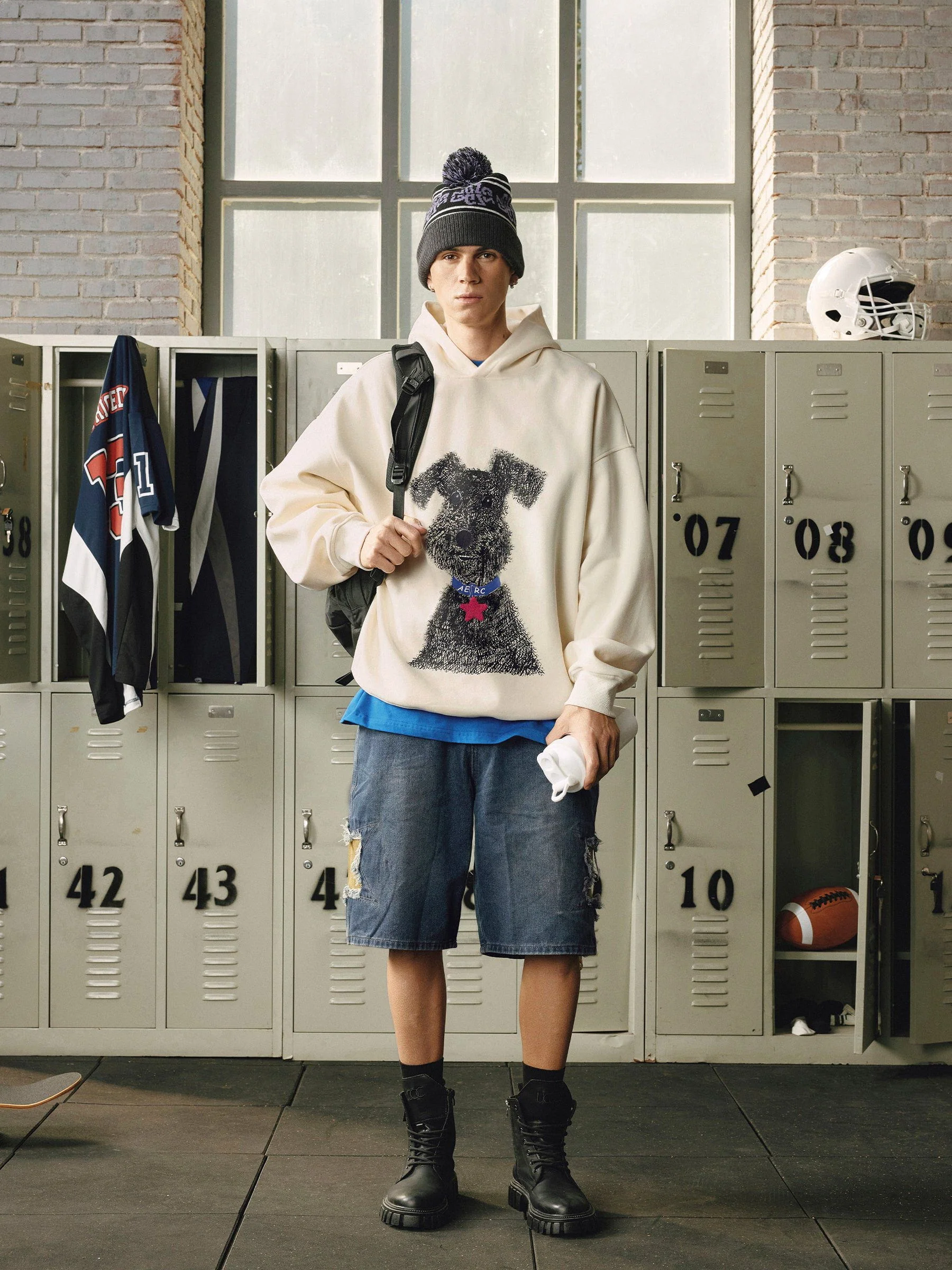 Aelfric Eden Oversized Graffiti Dog Graphic Hoodie - Image 5