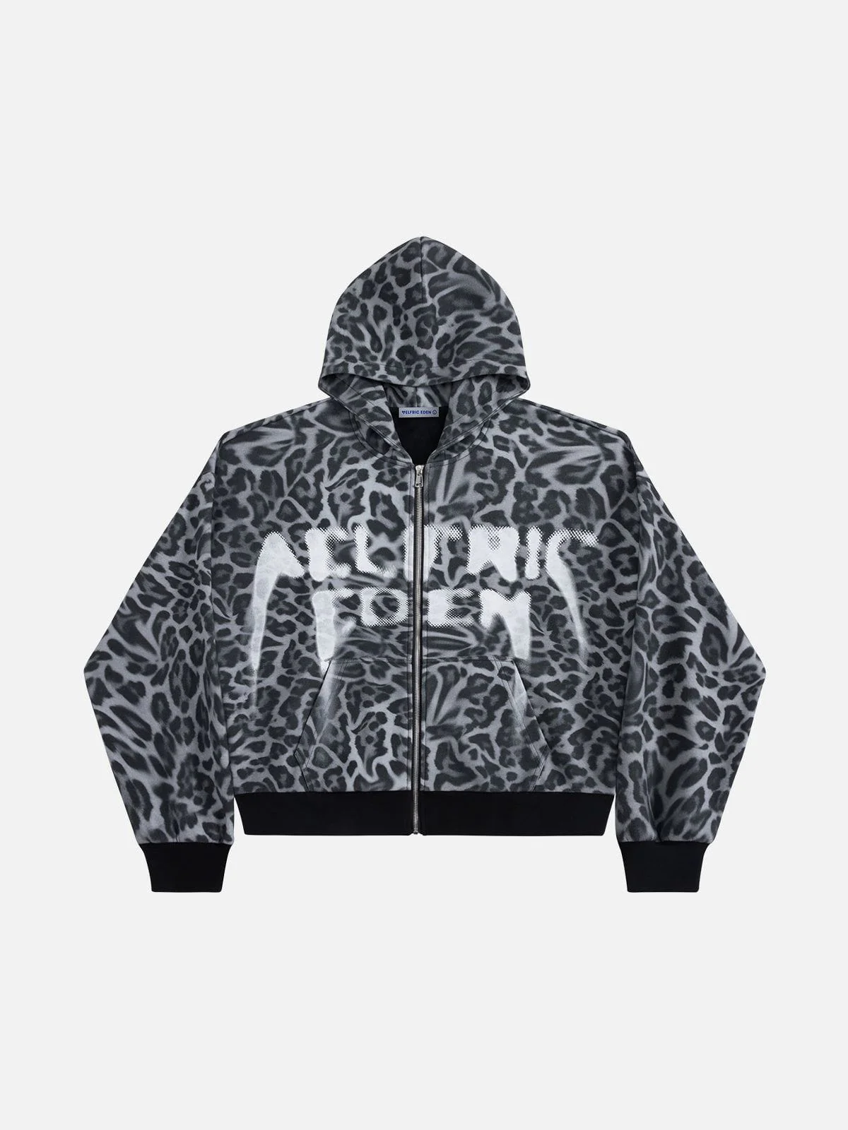 Aelfric Eden Leopard Graffiti Boxy Zip Up Hoodie - Image 3