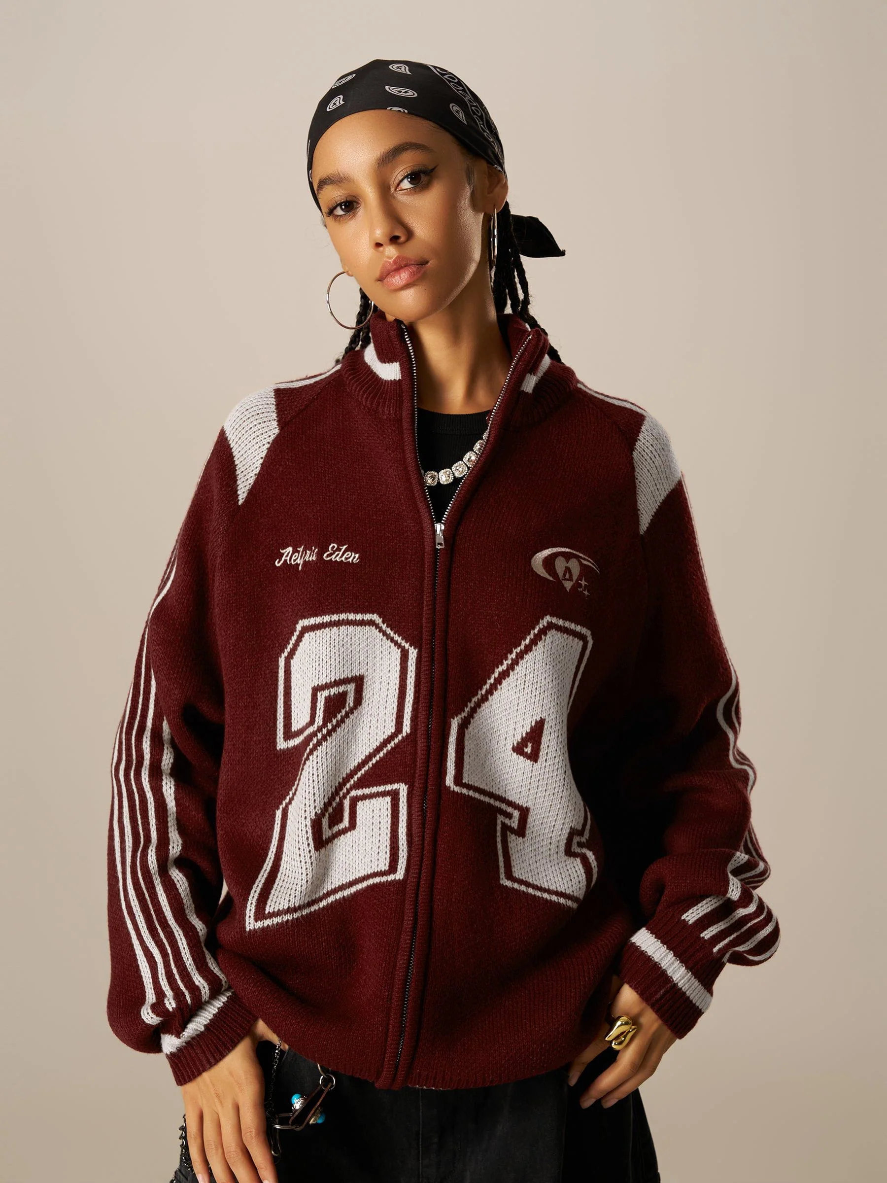 Aelfric Eden 24 Jacquard Zip Up Cardigan - Image 3