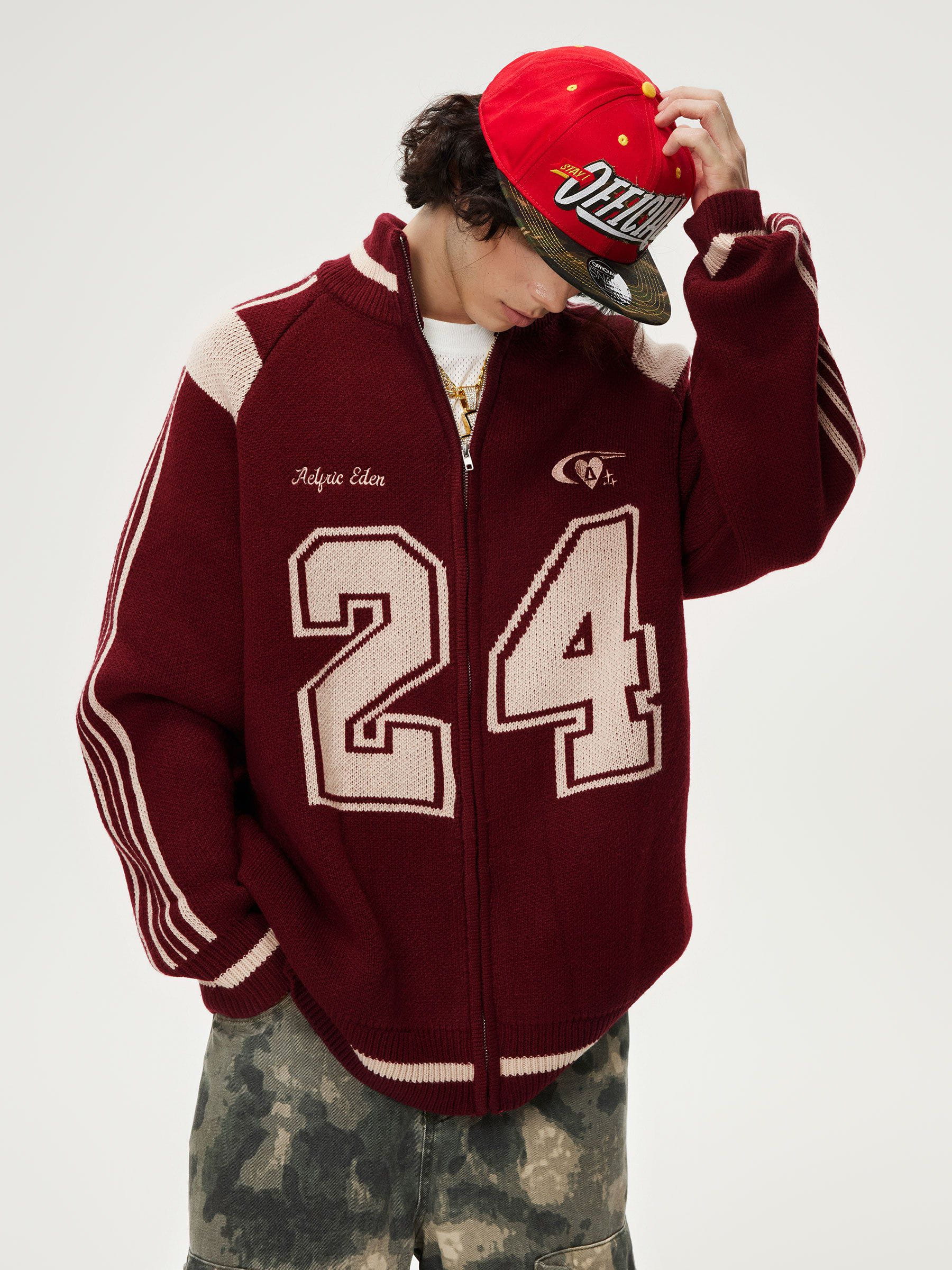 Aelfric Eden 24 Jacquard Zip Up Cardigan - Image 5
