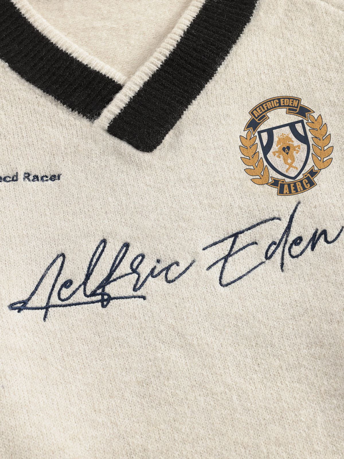 Aelfric Eden Patchwork V-Neck Sweater - Image 3