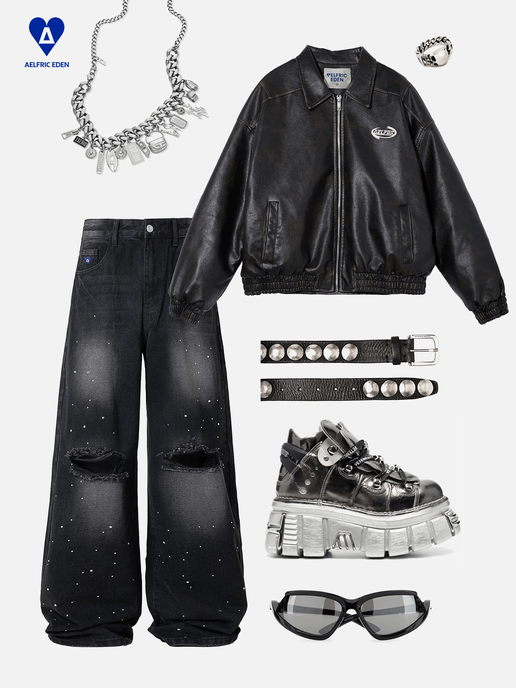Aelfric Eden Rhinestone Baggy Jeans - Image 4