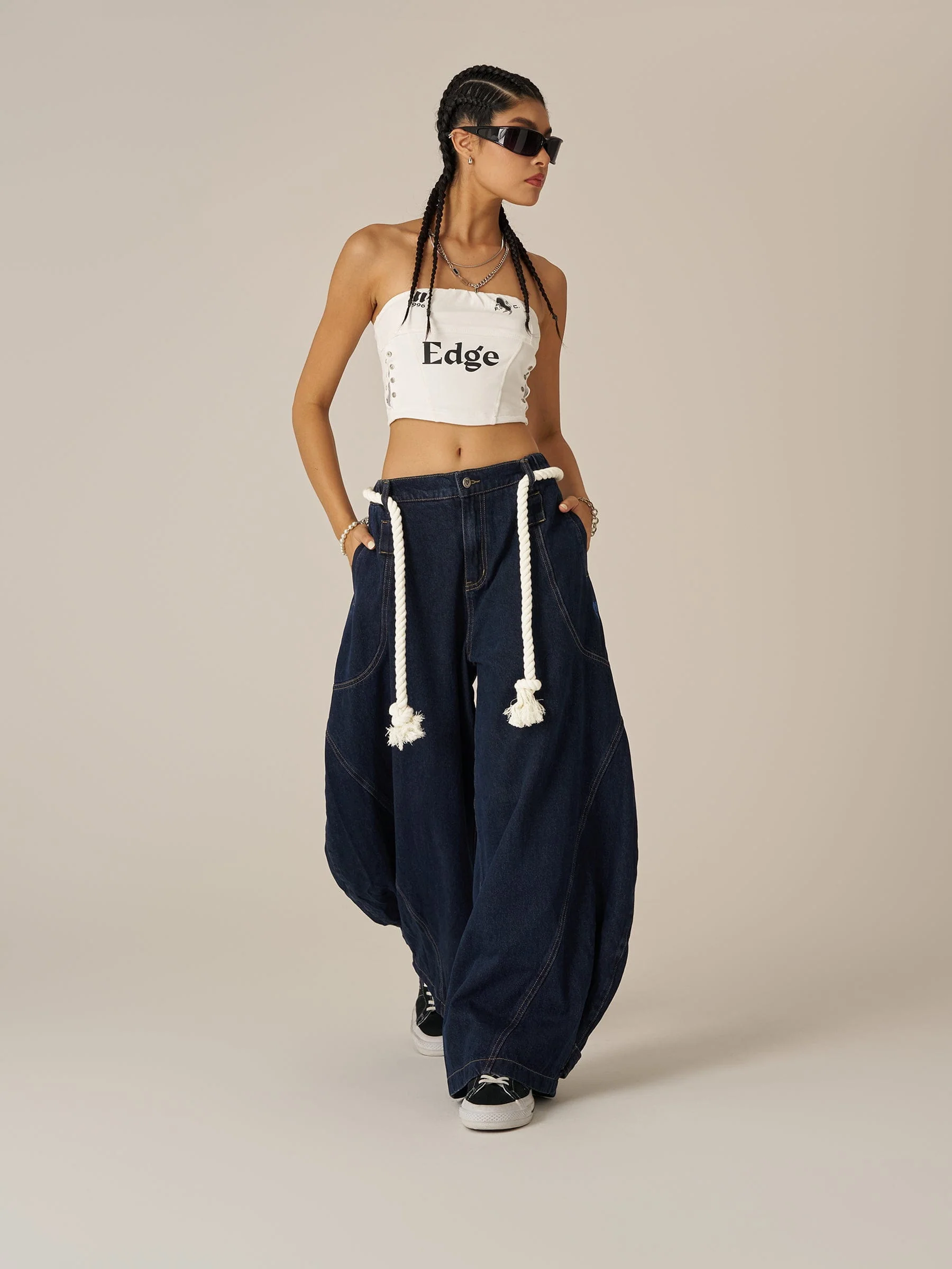 Aelfric Eden Drawstring Waist Super Baggy Jeans - Image 2