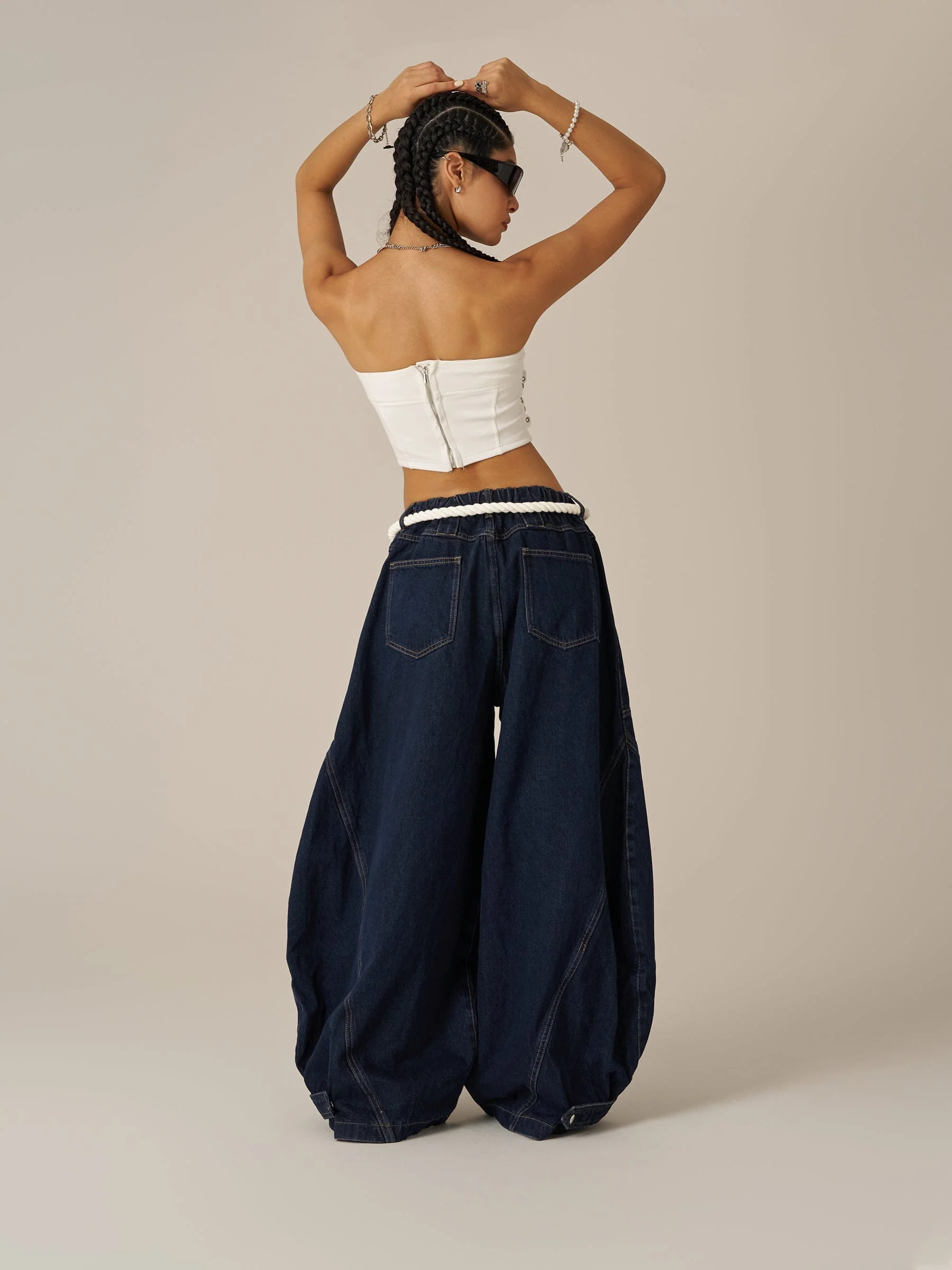 Aelfric Eden Drawstring Waist Super Baggy Jeans - Image 3