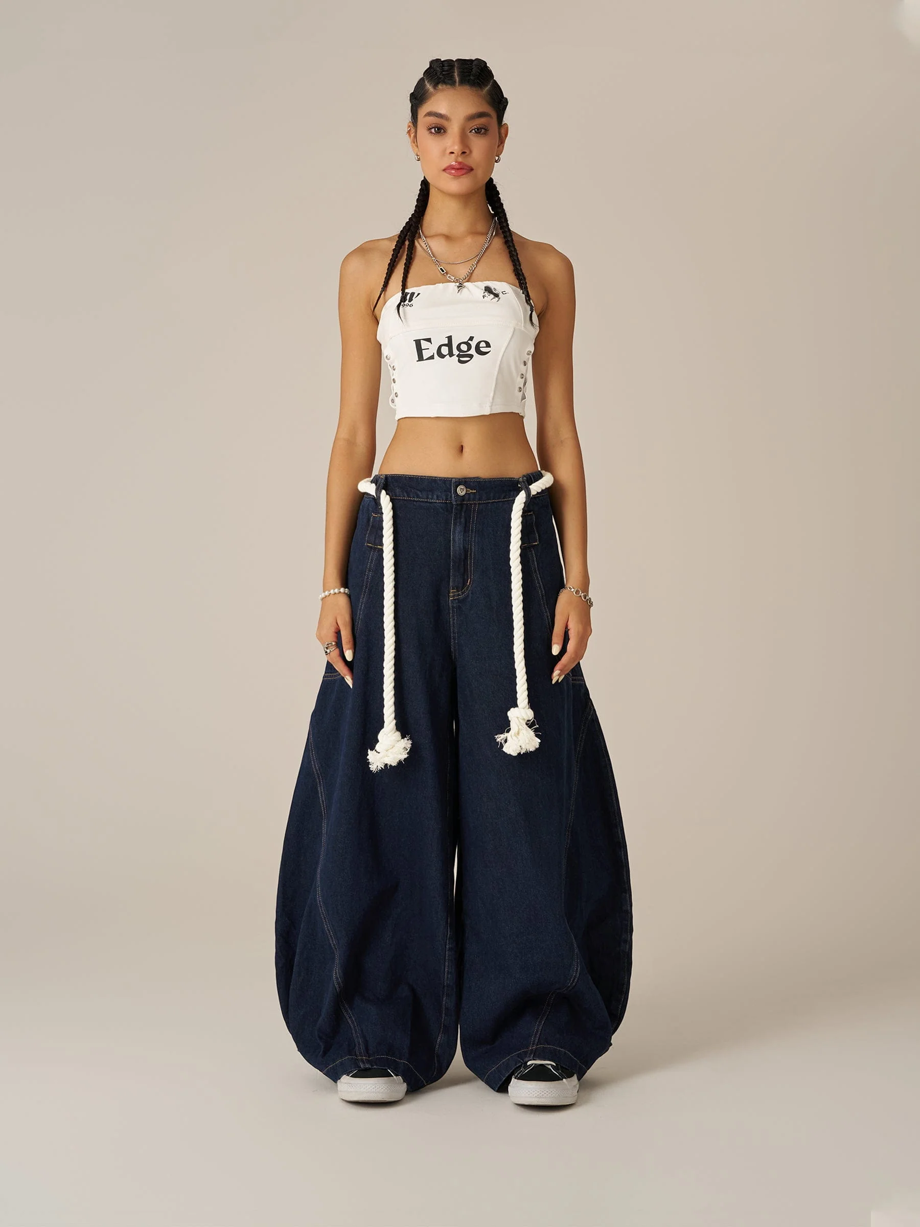 Aelfric Eden Drawstring Waist Super Baggy Jeans - Image 4
