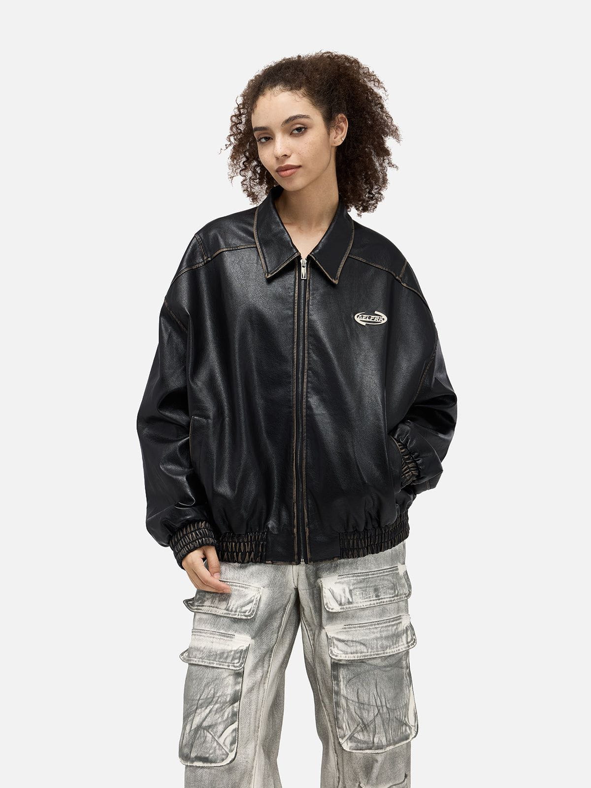 Aelfric Eden Faux Leather Cropped Jacket - Image 2